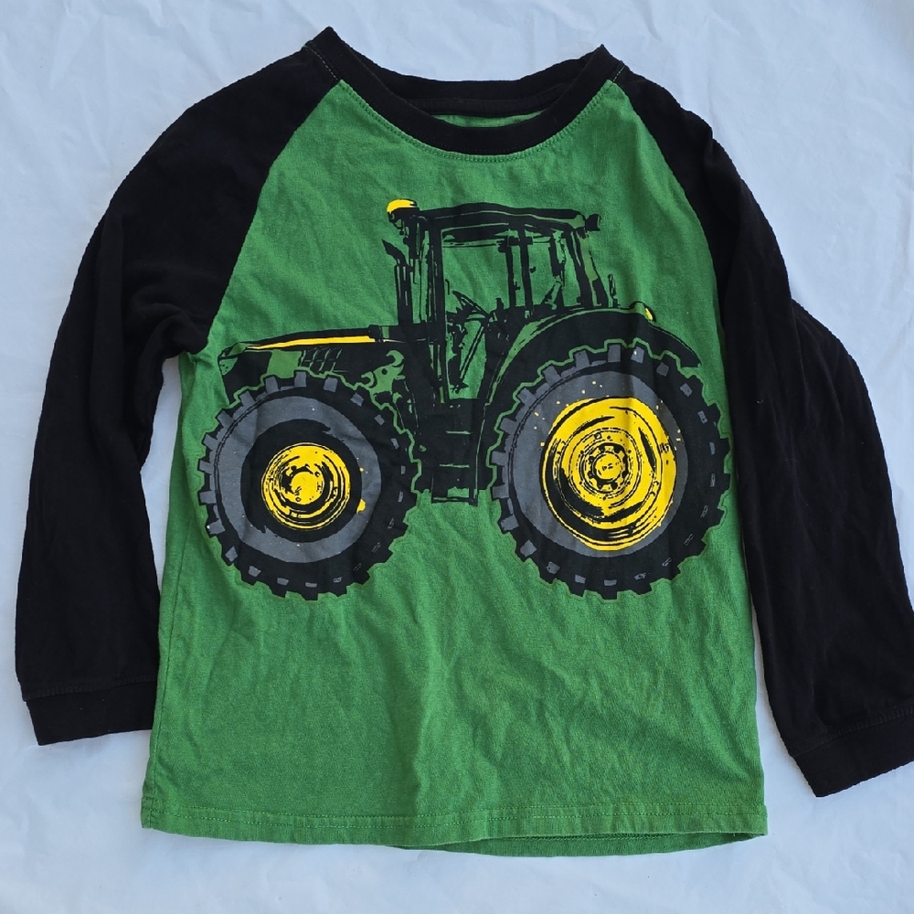 John Deere Boys Green & Black Tractor Raglan Tee for Kids 7